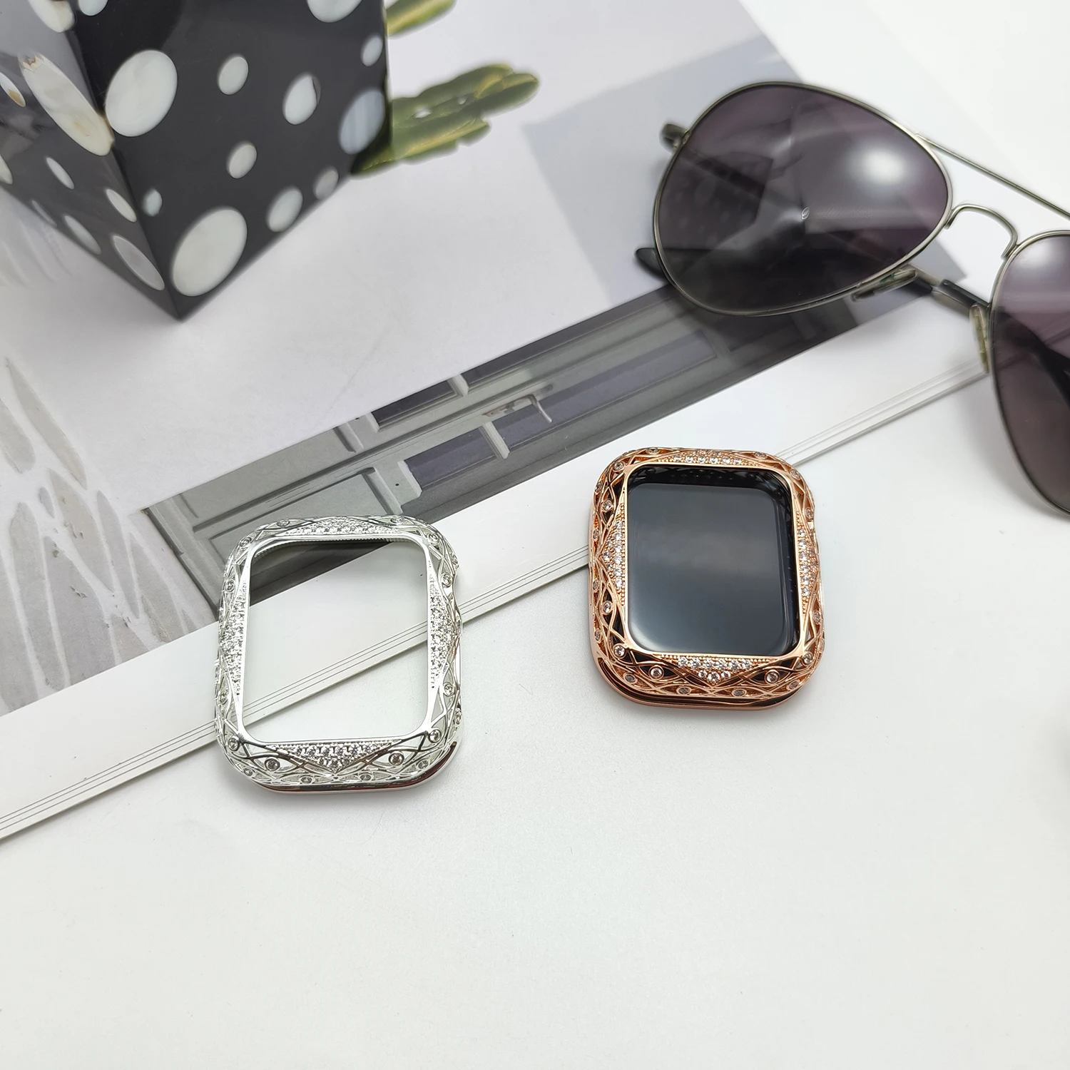 Tulip pattern high-end diamond case for Apple watch S11 S10 S9 46/45/44/42/41/40/38mm luxury case for iwatch S8 SE S7-1
