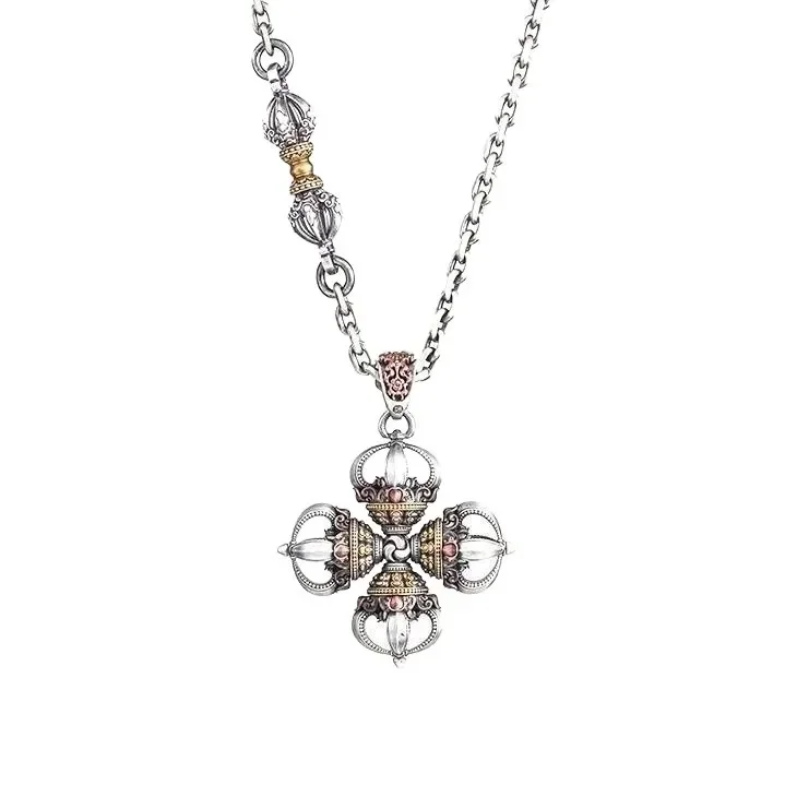 Cross Happy Vajra Pendant Karma Pestle Original Accessory Tibetan Necklace Pendant Copper Handle Piece