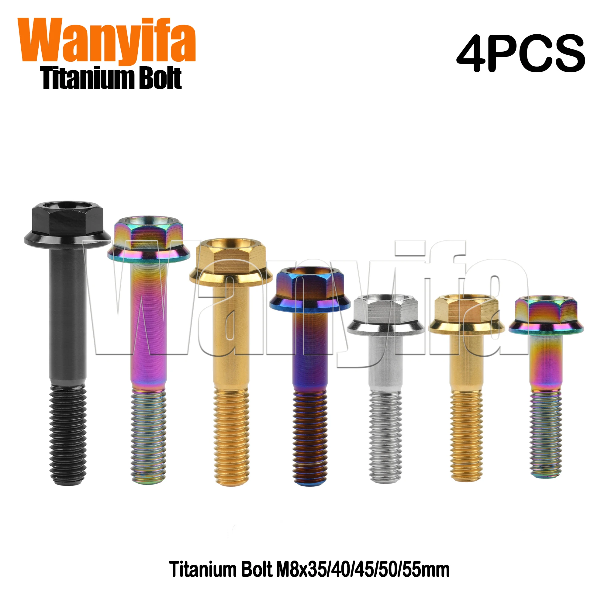 

Wanyifa Titanium M8x35/40/45/50/55mm DIN6921 Flange Head Hexagon Screw Thread Bolts for MTB Bike Accessories 4Pcs