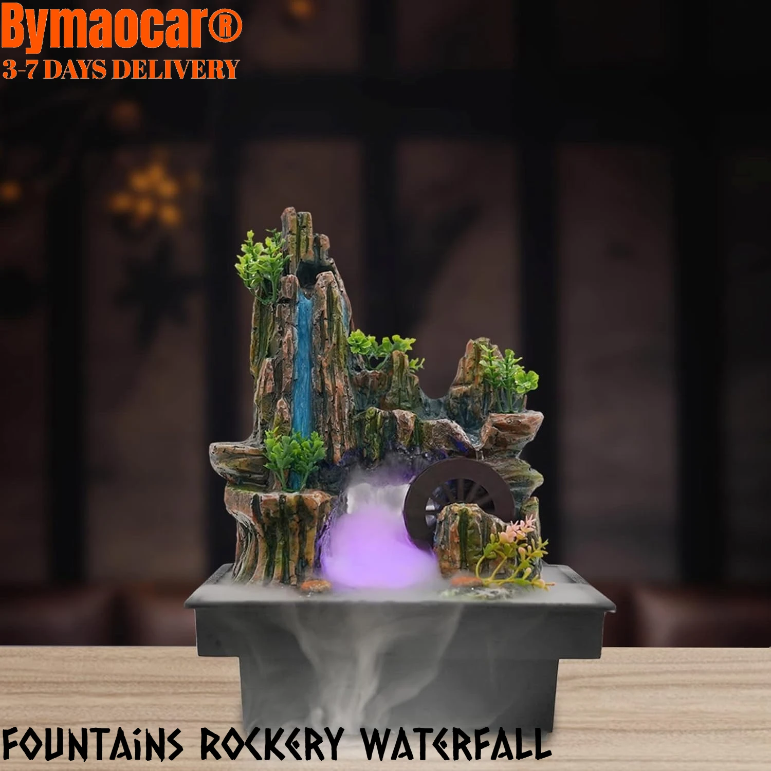 

Tabletop Fountains Indoor Waterfall Water with Light, Fountain with LED Lights, Desktop Waterfall for Home Office Bedroom Desk