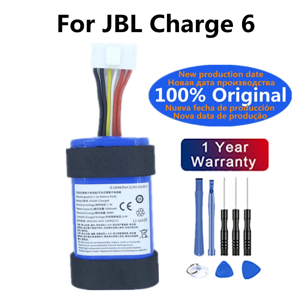 

Аккумулятор I0328A большой емкости 5000 мАч для JBL Charge 6 Charge6 Батареи для динамиков Bluetooth + бесплатные инструменты