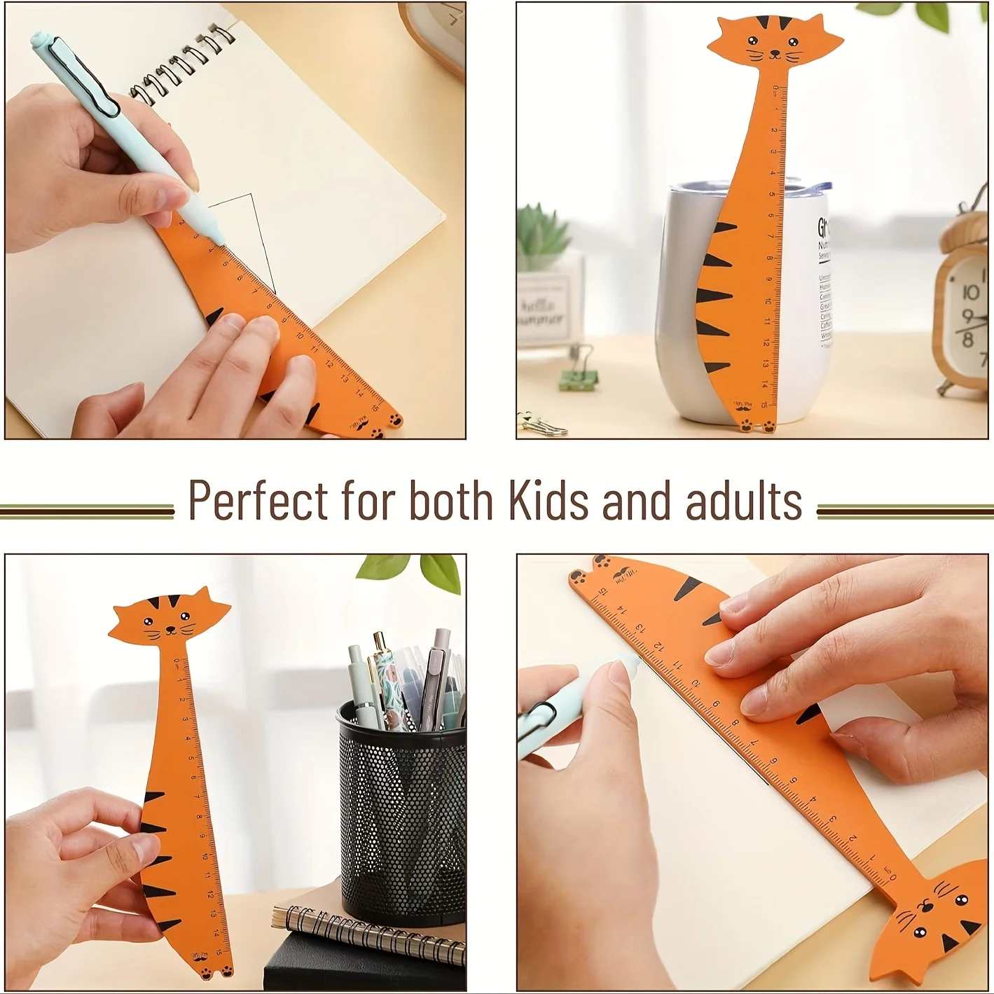 動物の形をした定規 - パンダ、キリン、サメ、犬と猫のデザイン - 人工木製の装飾的で機能的な両用測定ツール