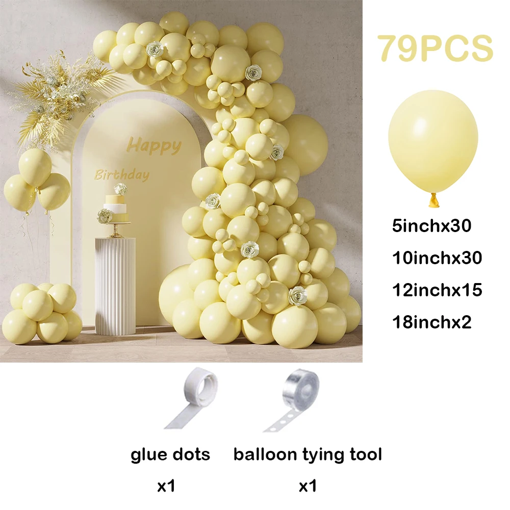 Pastel Yellow Balloon Arch Garland Kit 1st Birthday Party Latex Ballon Decor Wedding Baby Shower Bridal Shower Decoration Globos
