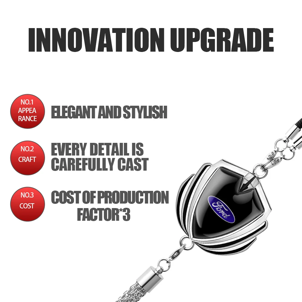For Ford Focus Fiesta Kuga Mondeo Mustang Fusion Edge Ranger ST 3D Metal Car Rearview Mirror Hanging Pendant Ornament Gift Decor view 6