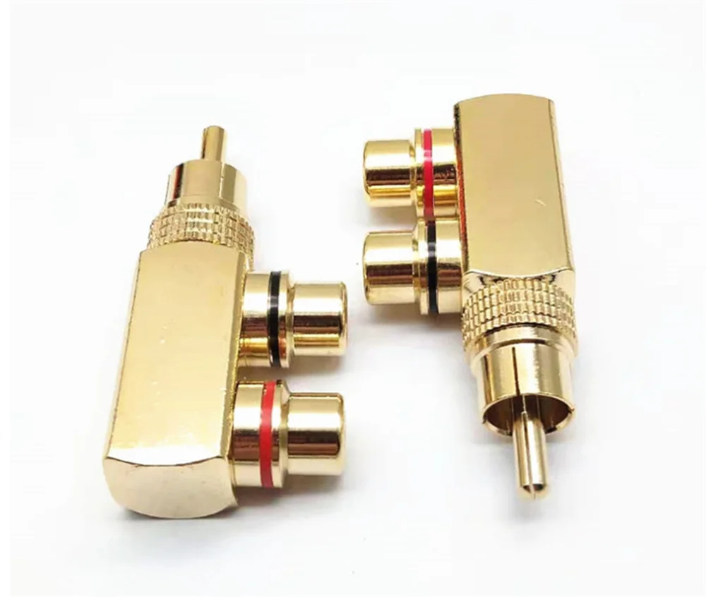 Musical Sound 1/6/12/30Pcs RCA Male to 2 RCA Female AV Splitter Adapter Gold Plated Connector Right Angle RCA Splitter Adapter