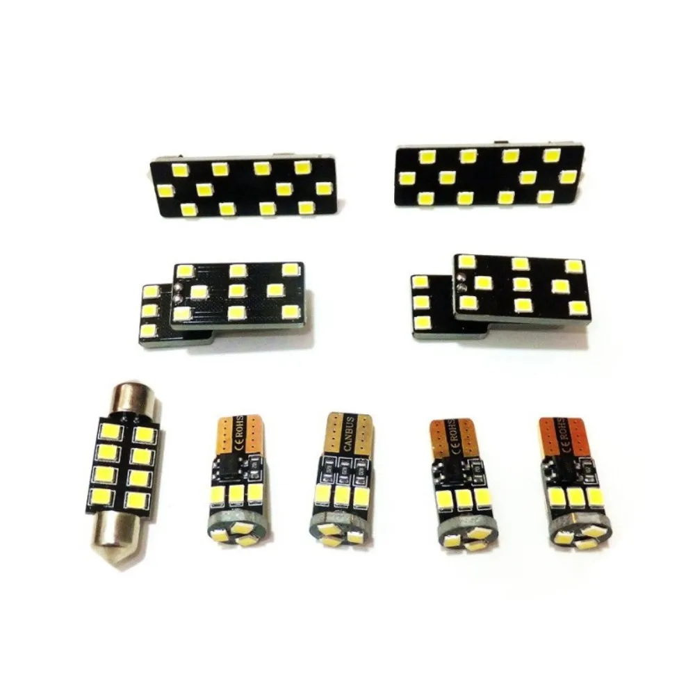 

July King 9Pcs LED 6000K 2835SMD Car Interior Reading Lights Case for Audi A6L 2013+