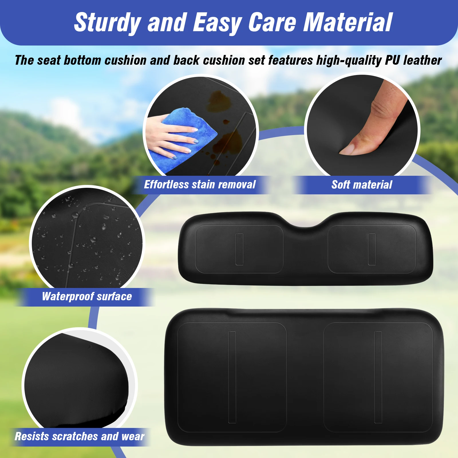

﻿Golf Cart Front Seat Cushion Seat Bottom＆Seat Back Replacement Cushion for EZGO Medalist 1994-2013