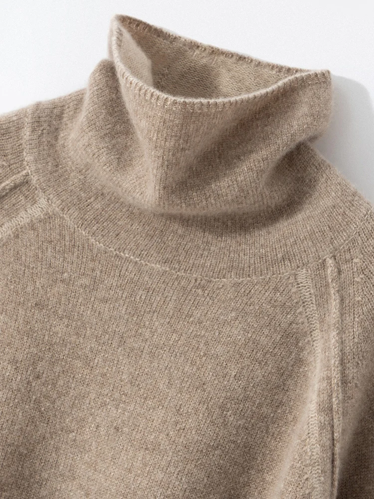 2024 New 100% Cashmere Women Pullover Pile-up High Collar Sweater Autumn Winter Thick Soft Warm Cashmere Knitwear Loose Clothing