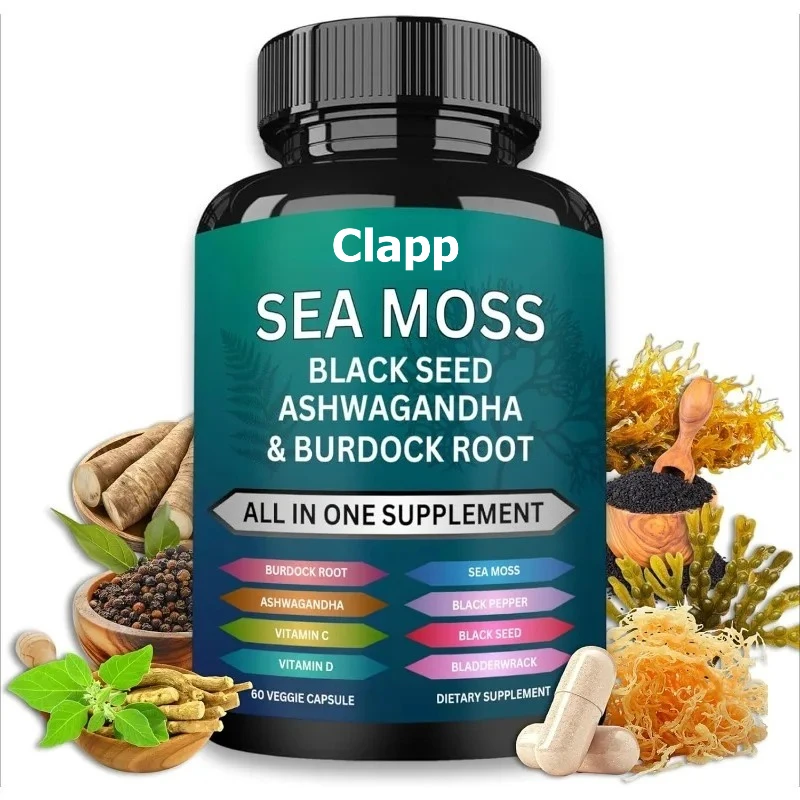 

Sea Moss Advanced - Irish Seaweed, Black Seed Oil Bladderwrack、 Burdock, Vitamin C, D-Immune Support, 60 Capsules