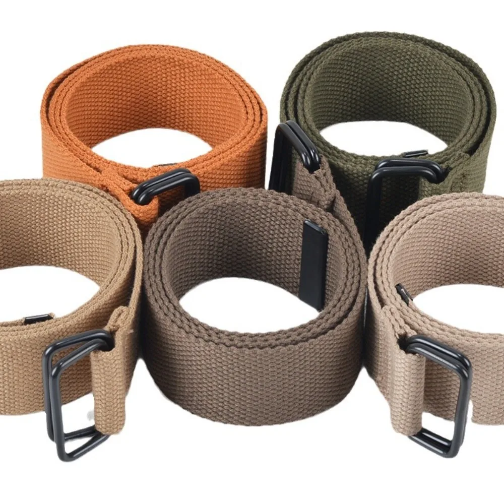 Double Ring Buckle Canvas Belt Casual Cloth Fabric Free Punch Buckle Belt Cotton Canvas Best Canvas Belts Men's