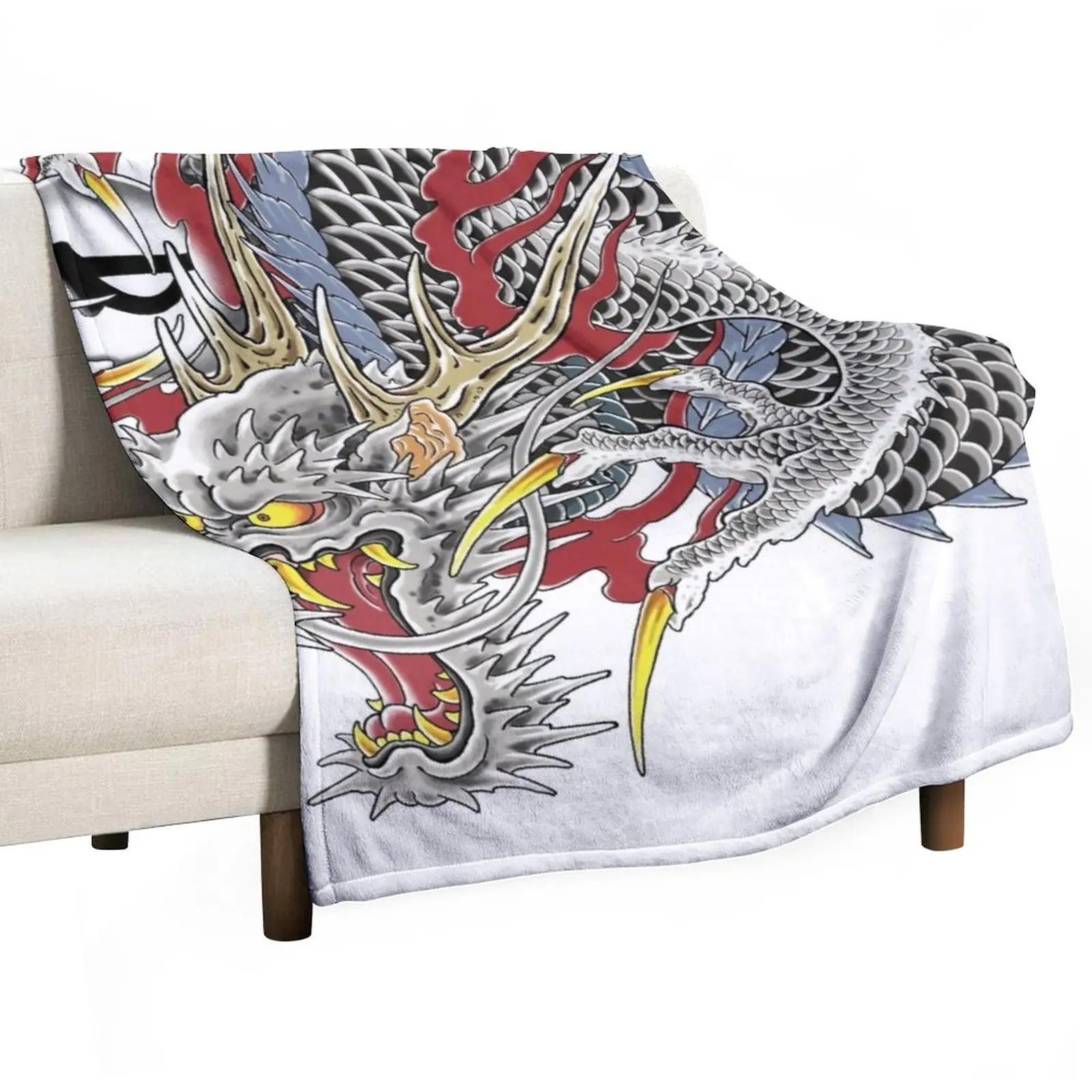 

Kazuma Kiryu Dragon Tattoo horizontal Throw Blanket Soft Blanket Plaid Fluffy Blankets Large