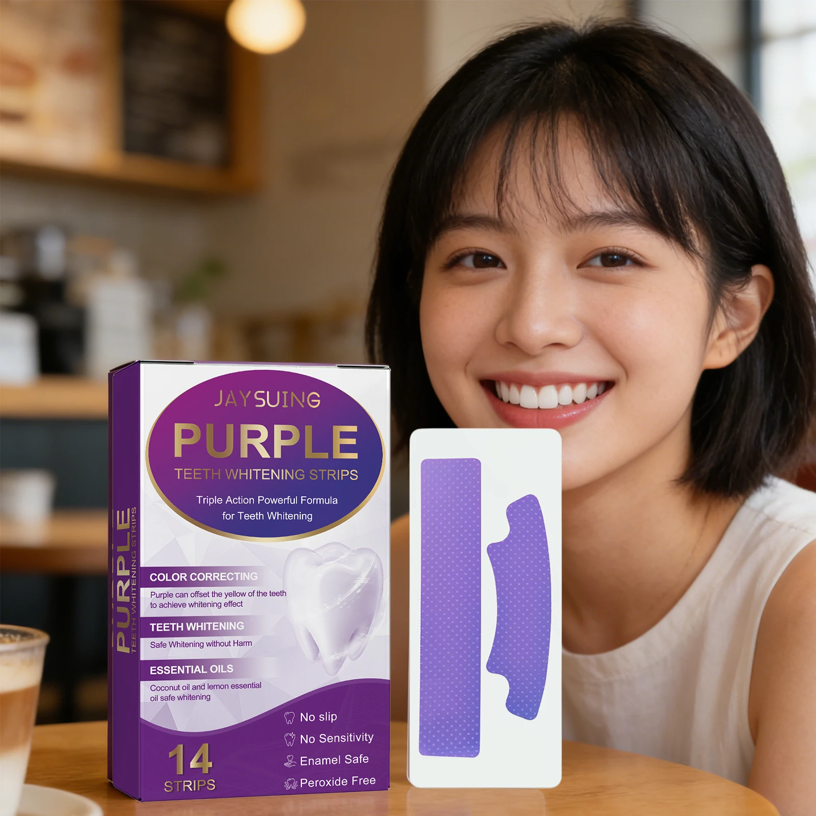 

Purple Teeth Whitening Strips Remove Plaque Stains Improves Yellowing Cleaning Oral Hygiene Fresh Breath Tooth Whitener Patches