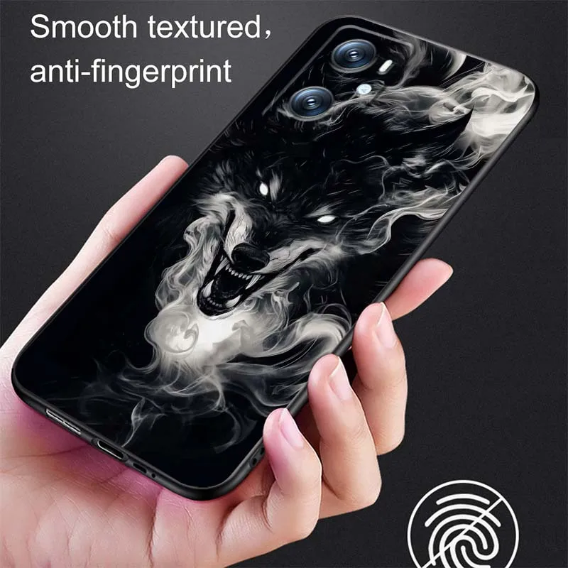 Anime Wolf Art Cool para OPPO Reno 5 6 7 A96 A40 A58 Realme GT A74 A78 Neo2 A74 A78 Find X5 X3 X7 X8 cubierta negra