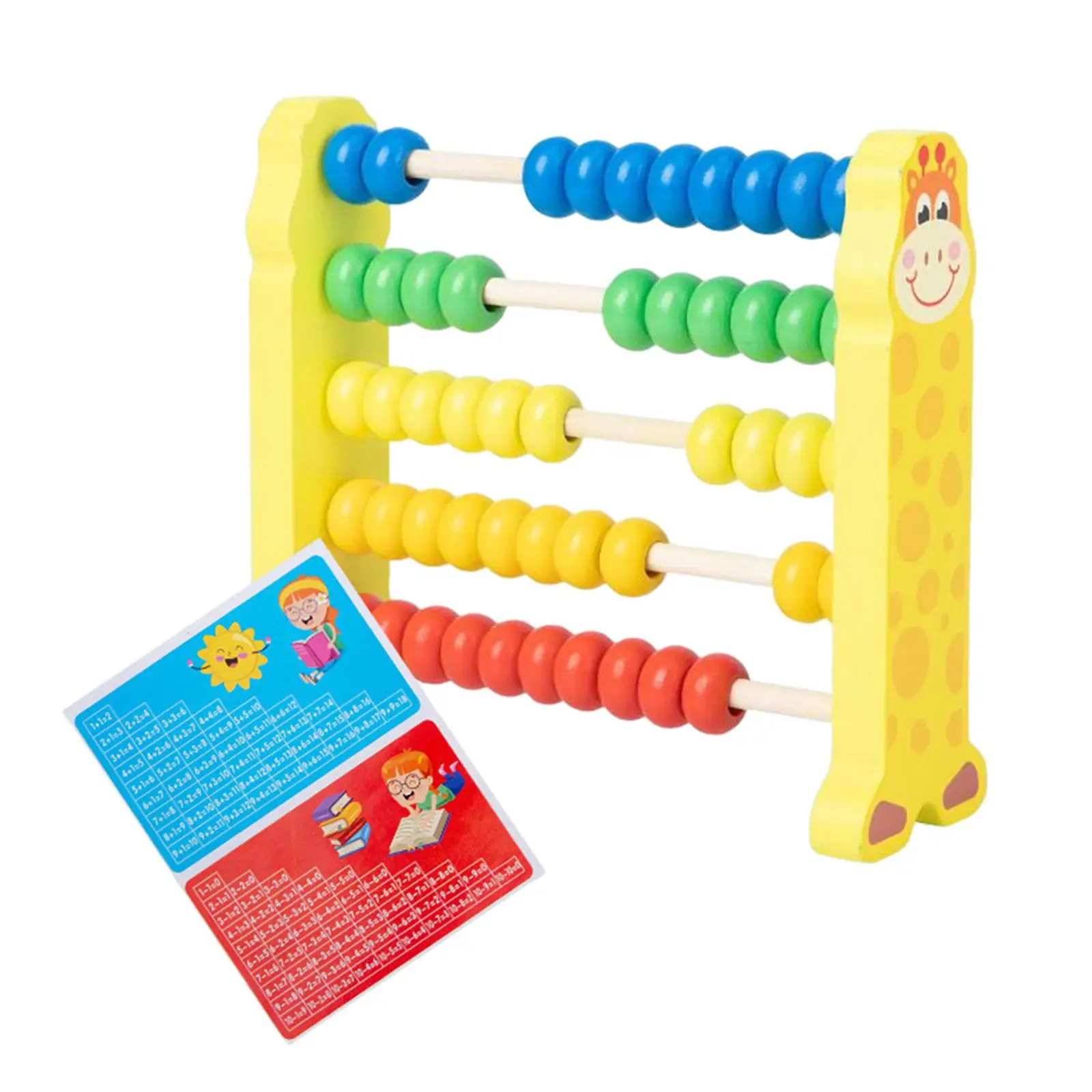 Montessori Wooden Abacus Frame Math Game Toy Arithmetic Rack Materials with Multi Color Beads Educational for Gifts Girls Boys