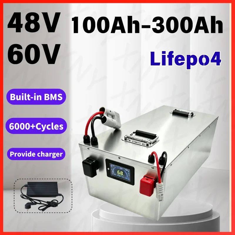 Lifepo4 Lithium Battery Pack 48V 60V 100Ah 150Ah 200Ah 300Ah with Bluetooth BMS for 5000W 8000W 10000W 12KW Golf Cart 100A 200A