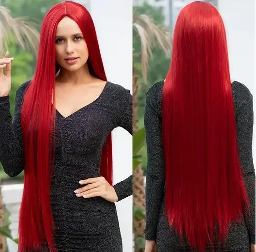 

40inch Synthetic Button Net Red Long Vacation Hair Mid Section Role Playing Wig Suitable For Parties Daily Wear For Women