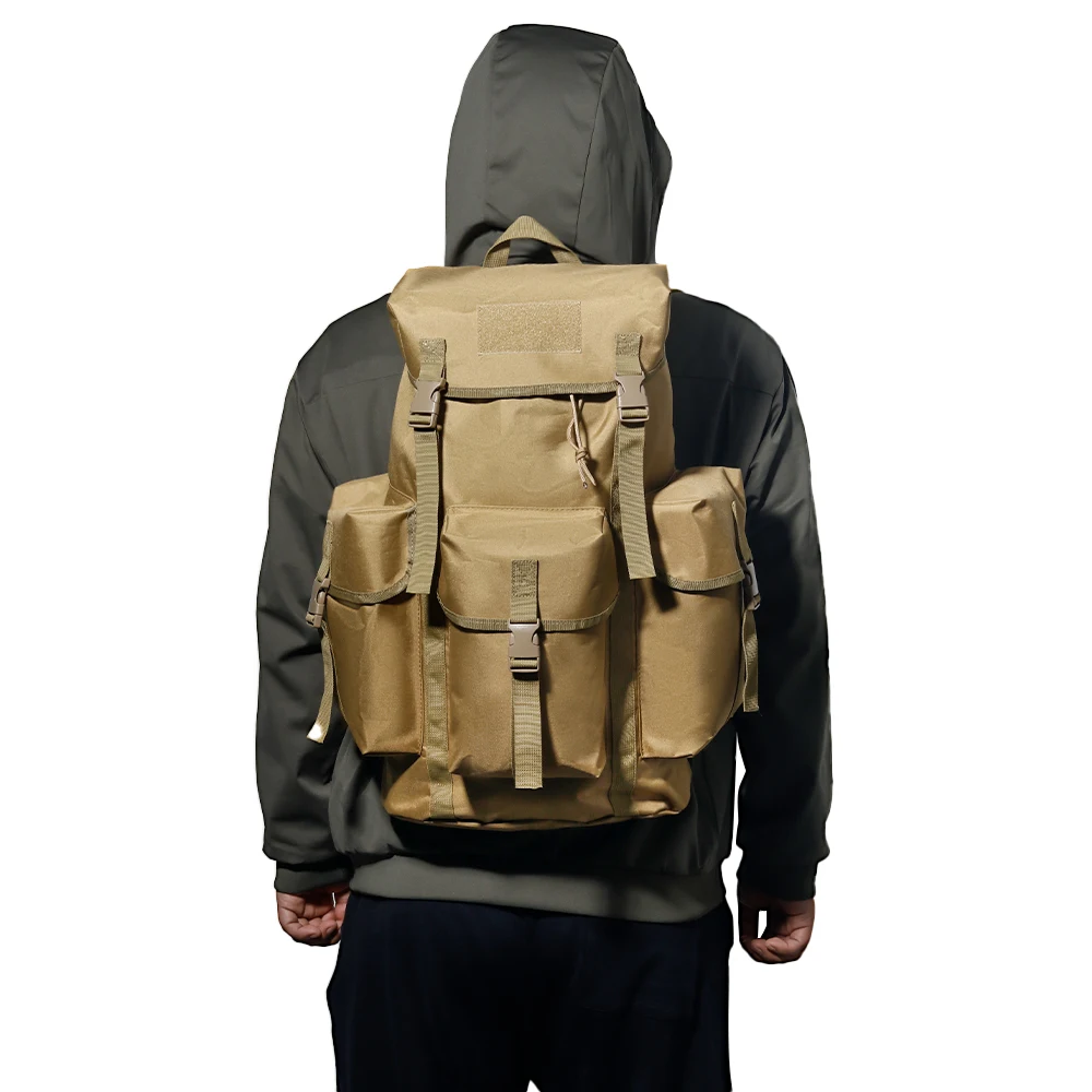 

Outdoor Tactical Survival Backpack - Spacious with Drawstring Closure & 3 External Pockets for Camping, Hiking