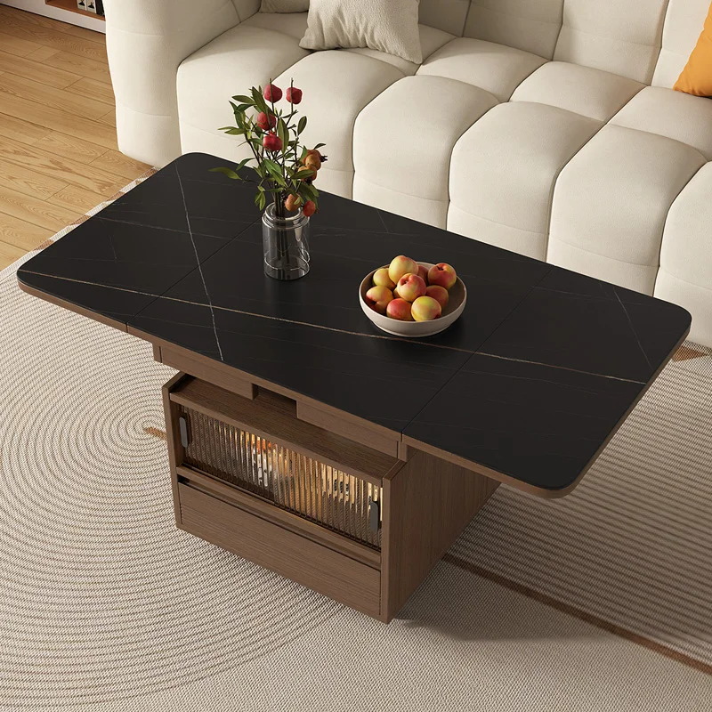 

Rock slab lifting folding coffee table dining integrated small apartment living room household multi-functional movable sofa
