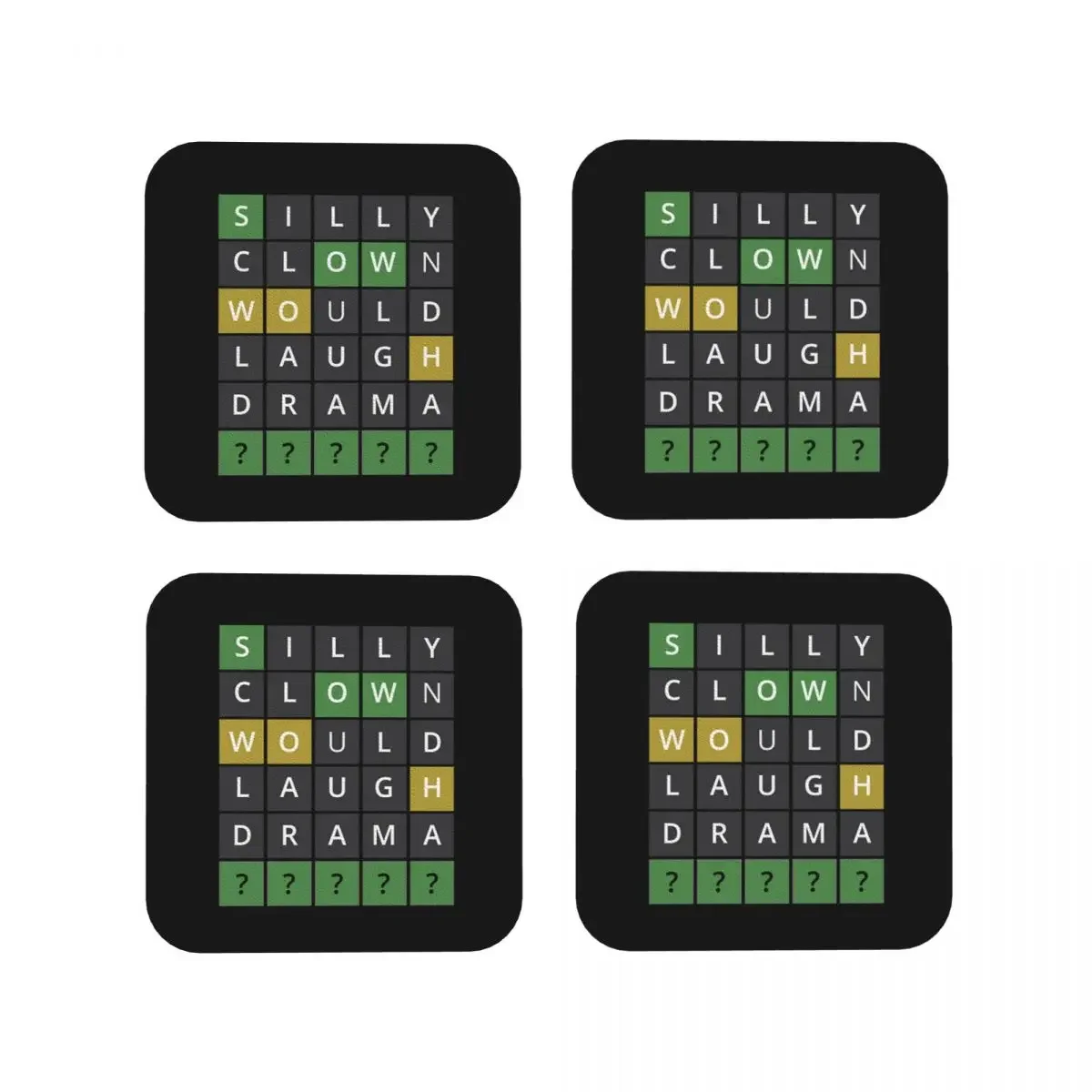 

Guess The Word Wordle Coasters Coffee Mats Set of 4 Placemat Mug Tableware Decoration & Accessories Pads for Home Kitchen Dining