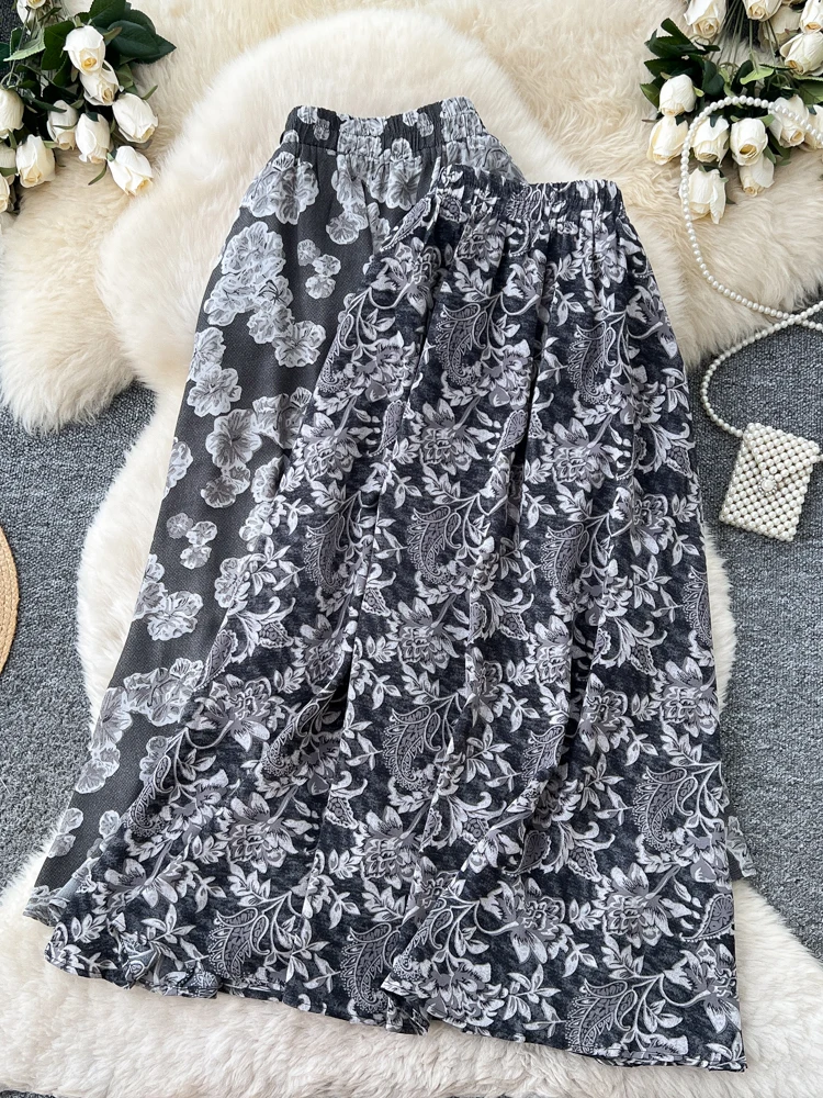 

Новая летняя женская юбка миди с цветочным принтом, свободного кроя, А-силуэт, с завышенной талией, из полиэстера, для города и повседневной носки