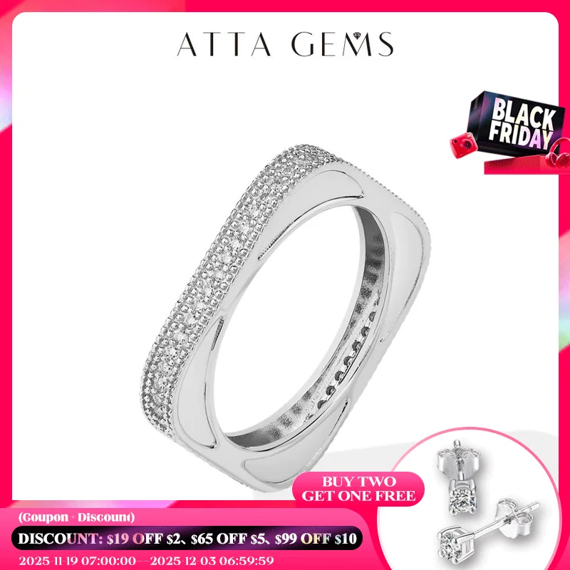 

ATTAGEMS 2025 New Full Moissanite Ring DVVS1 Square Circle Cut 1.0mm S925 Sterling Silver Wedding Band for Women Men Daily Gifts