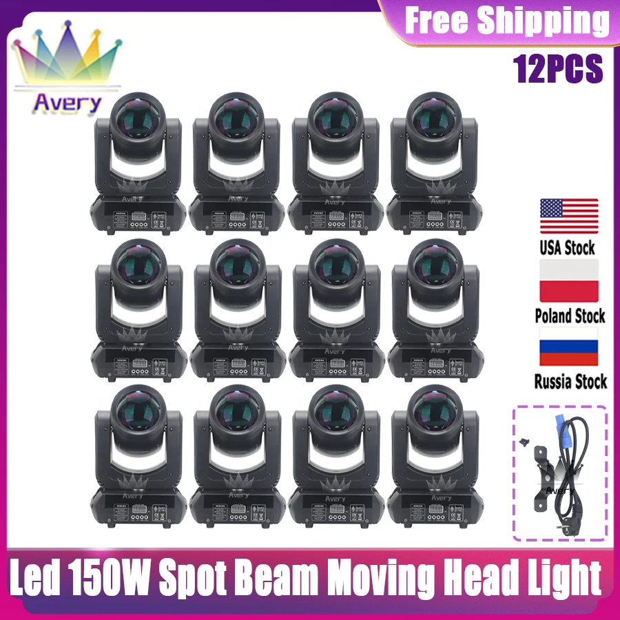 

No Duty 12Pcs 150W LED Moving Head Light Beam Spot 18 Rotating Prisms Dj Dmx Stage Light Effect Light Disco Dj Bar Wedding Club