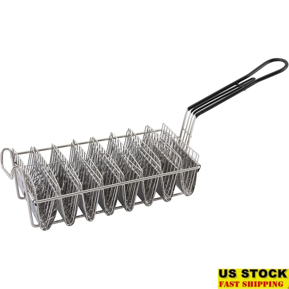 

Taco Basket 8 Tortillas Chrome-Plated Steel Durable Dishwasher-Safe Taco Shell Fryer Kitchen Tool Cooking Accessory