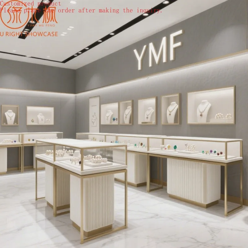 

Custom.High-End Jewelry Display Cases Customized with Velvet Interior Design Style Luxury Jewelry Display Cabinets