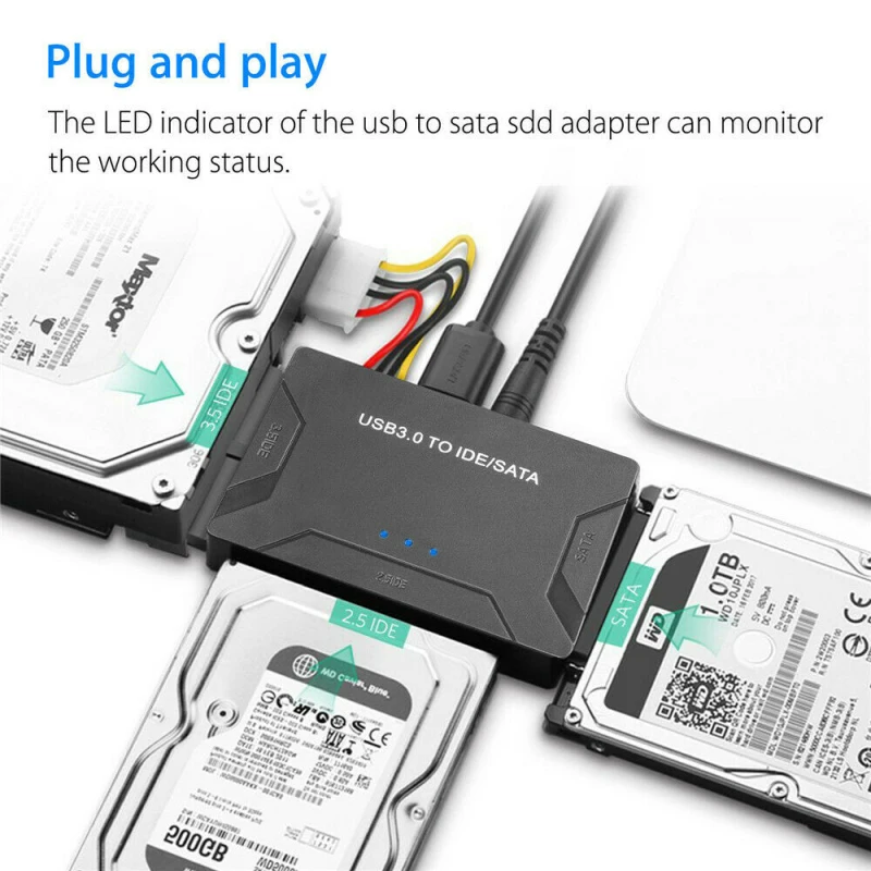 3.0 To SATA IDE 3 Cable Sata To USB Adapter Support 2.5/3.5 Inch External SSD HDD Converter Cable USB 3.0 Hard Drive