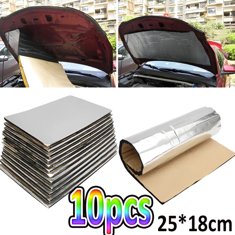 10PC Sheets Sound Deadener Heat Insulation Mat Heets Deadener Insulation Mat Proofing Deadening Insulation Car Insulation Silent