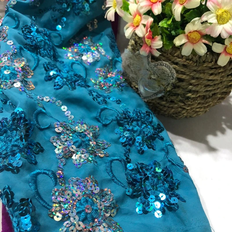 قماش مطرز بالترتر بلونين للخيا - مراجعة Ethnic Fashion Clothing وسعره