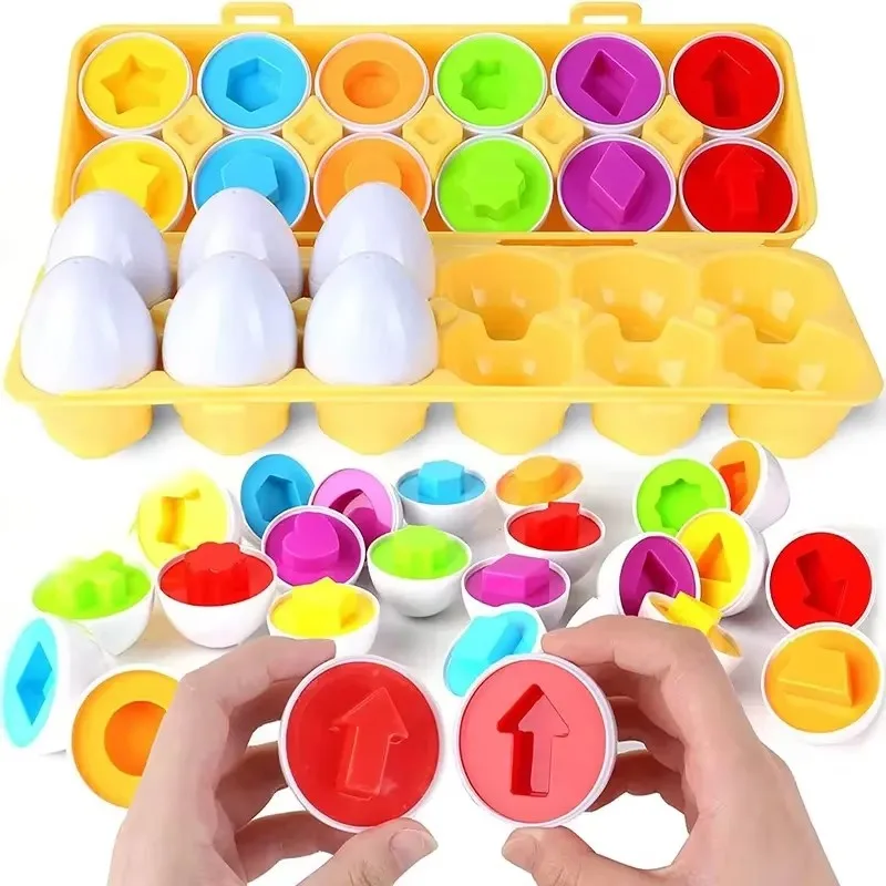 Montessori Smart Egg Sensory Toy Baby Development Games Matching Puzzle Eggs Shape Sorter Educational Toys For Children 2 3 4 Y