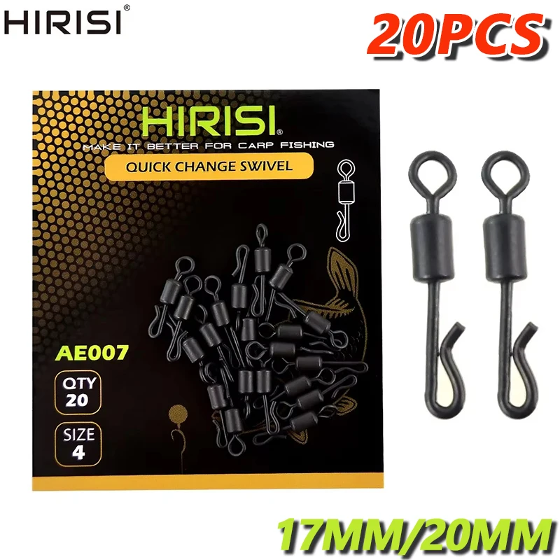 HIRISI 잉어 낚시 스위블 퀵 체인지 매트 블랙 잉어 낚시 장비 낚시 터미널 태클 팩 20개