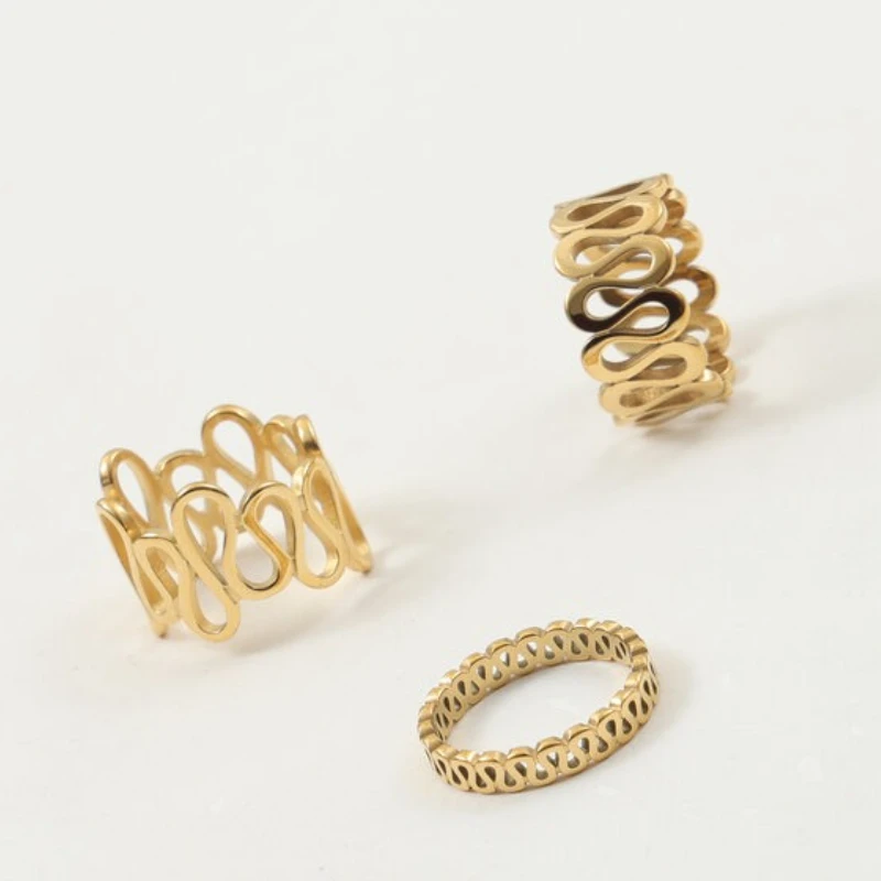 Stainless Steel Infinite Hollow Ring for Women Gold Plated Jewelry