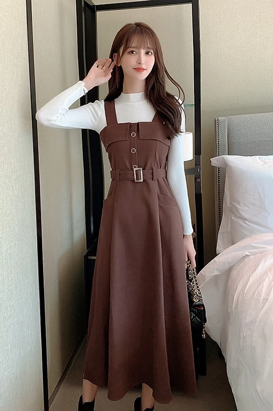 

new Sleeveless elegance halter dress corduroy strap dress women