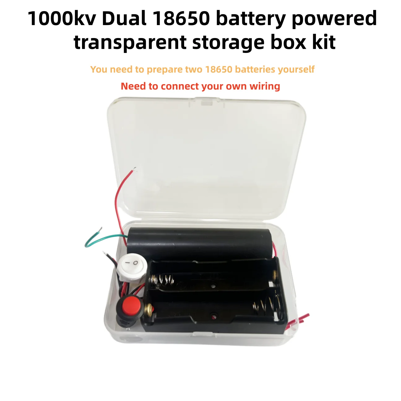 1000kV two-section 18650 battery power supply kit with transparent storage box