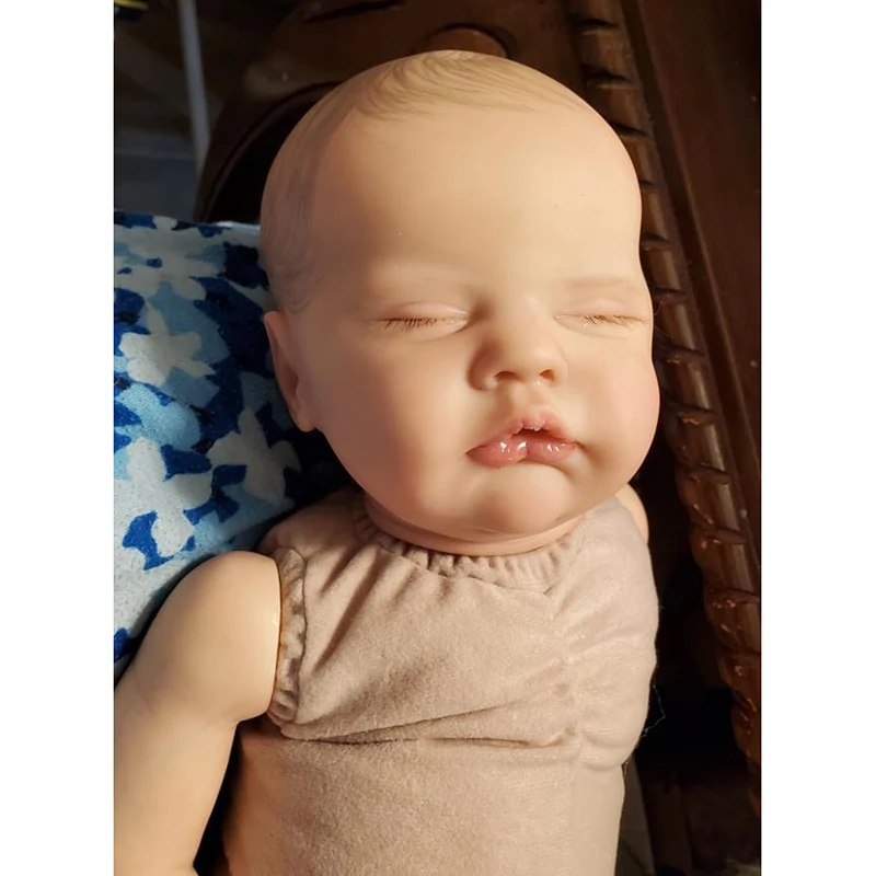 48CM Reborn Baby Doll Quinbee Newborn Baby Size Real Picture Handmade 3D Skin Rooted Hair Visible Veins Without Clothes