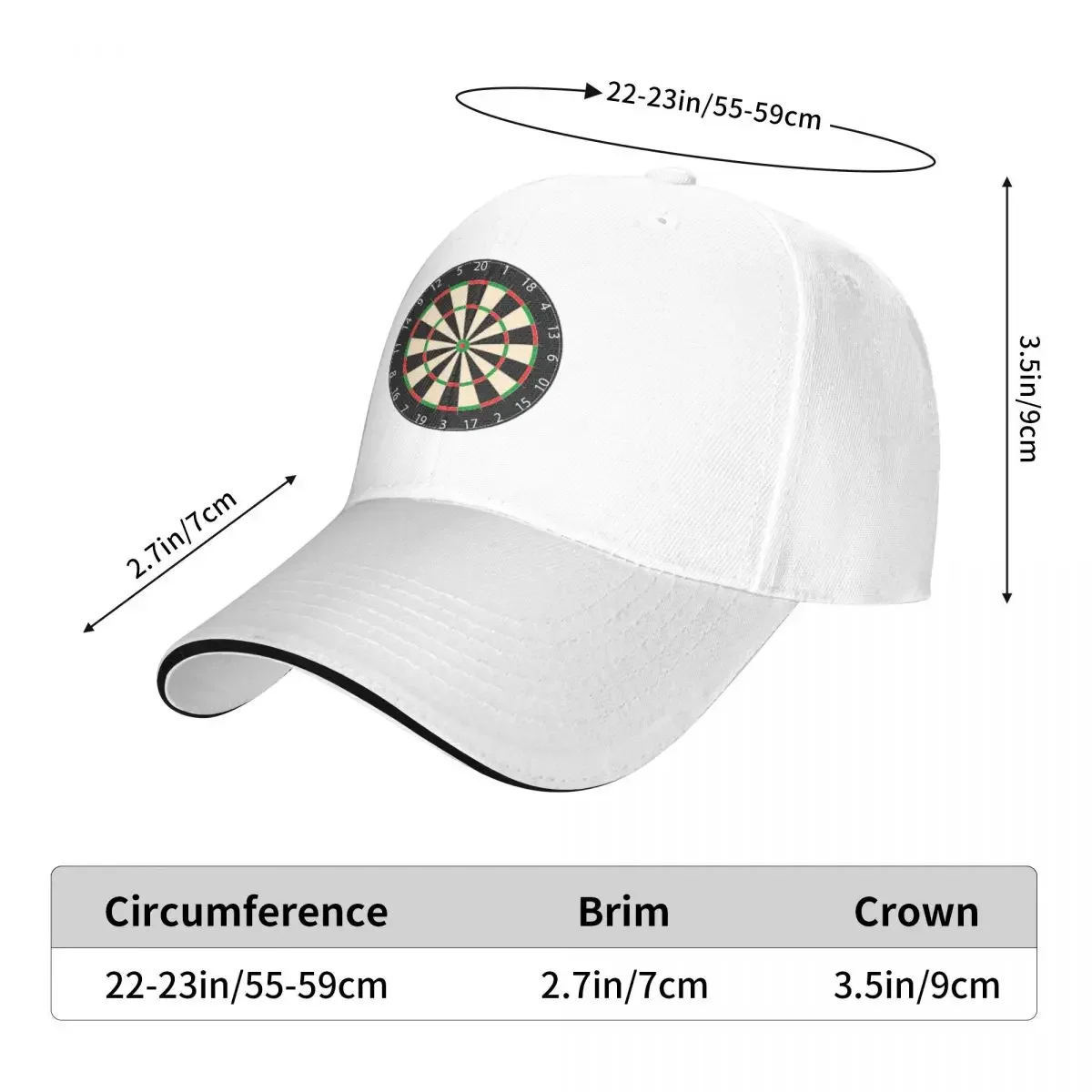 Darts Dartboard Cap Fashion Casual Baseball Caps Adjustable Hat Hip Hop Summer Unisex Baseball Hats Customizable Polychromatic