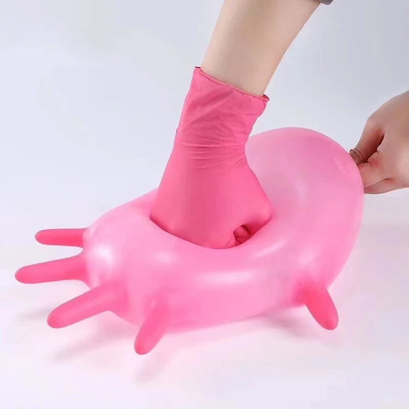 Disposable Gloves Pink Nitrile Gloves for Household Cleaning Working Drawing Garden Kitchen Tattoo SPA Salon Dishwashing Glove