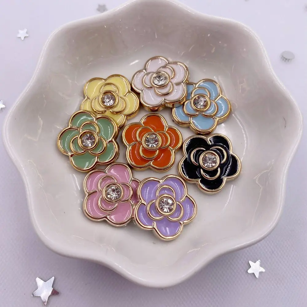30pcs Resin Colorful Dripping Oil Flower Flatback Rhinestone Buttons Appliques Wedding DIY Scrapbook Ornament Crafts Accessories
