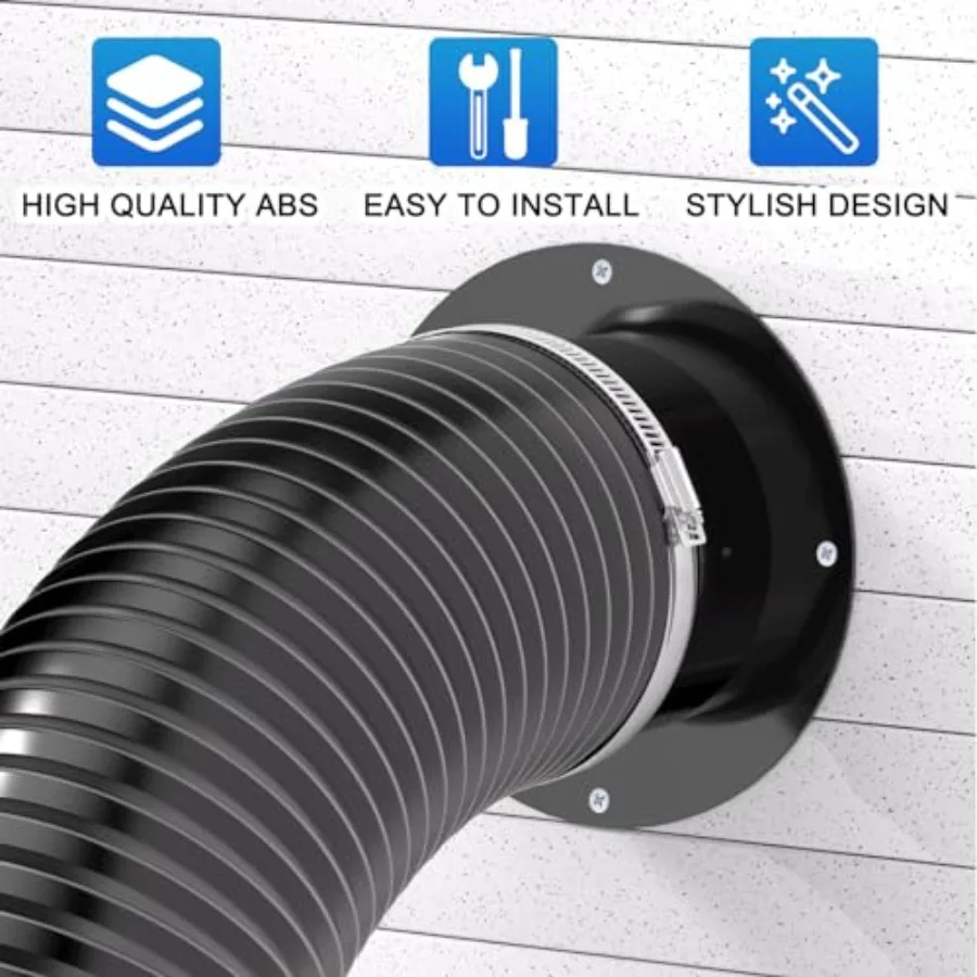 Duct Connec Fe 6 Inch, Platic 6 Inch Dut Collecn Fitting Dryer Vent Connec Fe For Heating Cooling Ventilan ytem, Black. view 2
