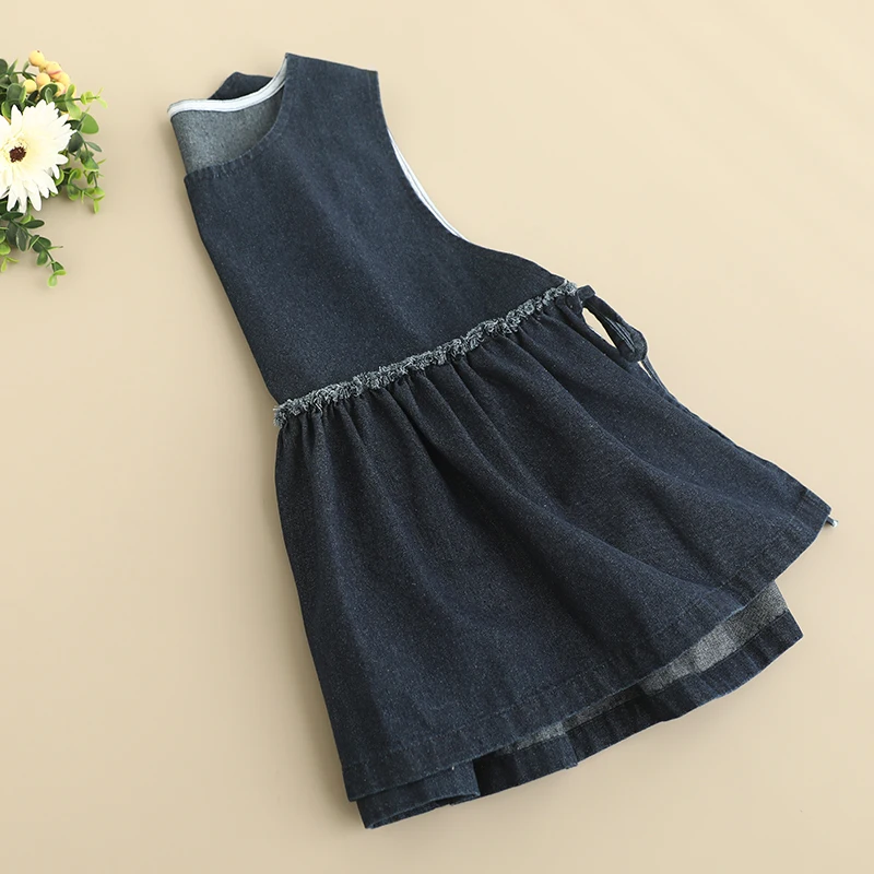 Japanese Sweet Mori Girl Ruffles Side Lace Up Denim Vest Tank Tops Women Spring Summer O-Neck Sleeveless Pullover Vest Outwear