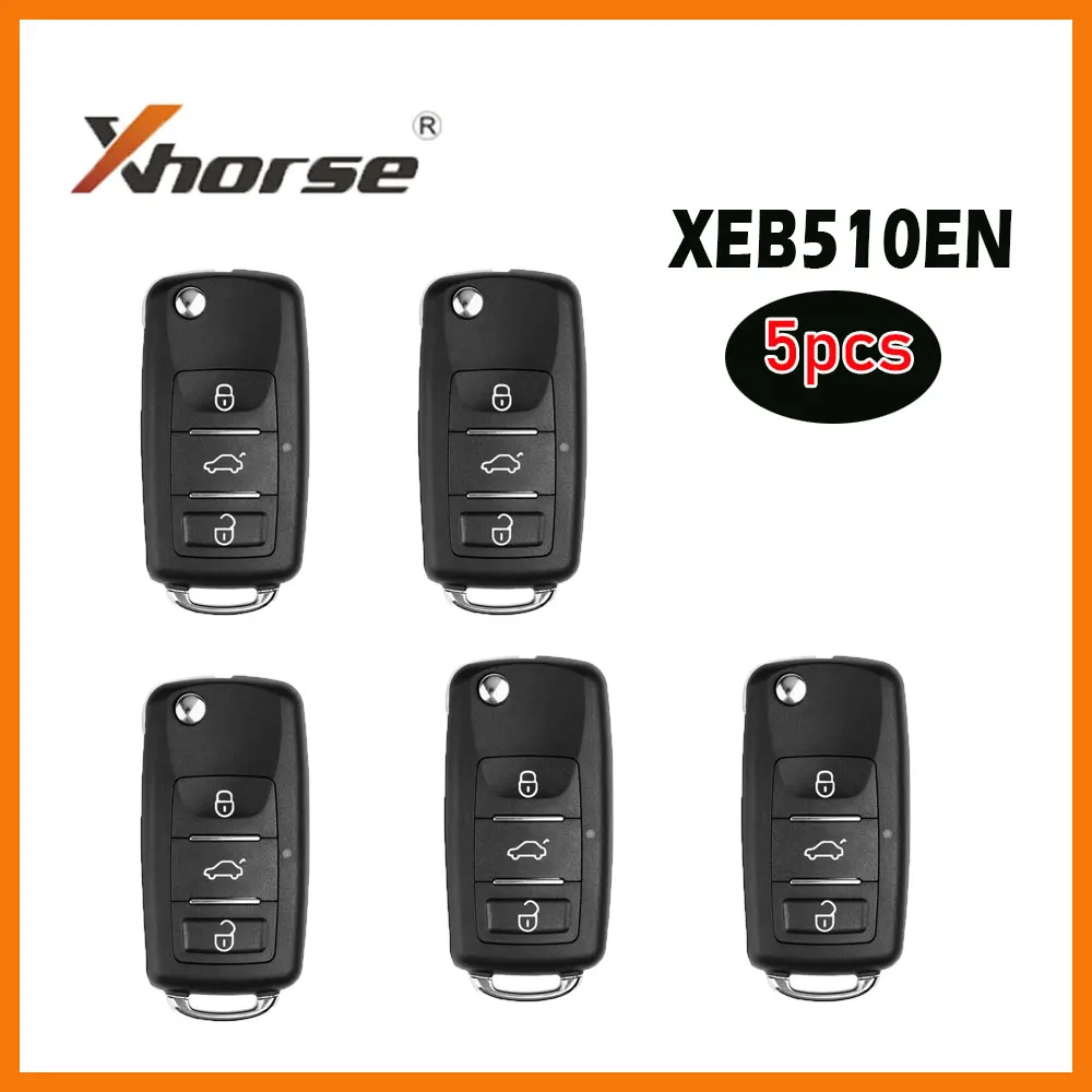 

5pcs Xhorse XEB510EN B5 Super Remote 3 Buttons with XT27B Super Chip Car Remote Key for Volkswagen Car Keys for VVDI Key Tool