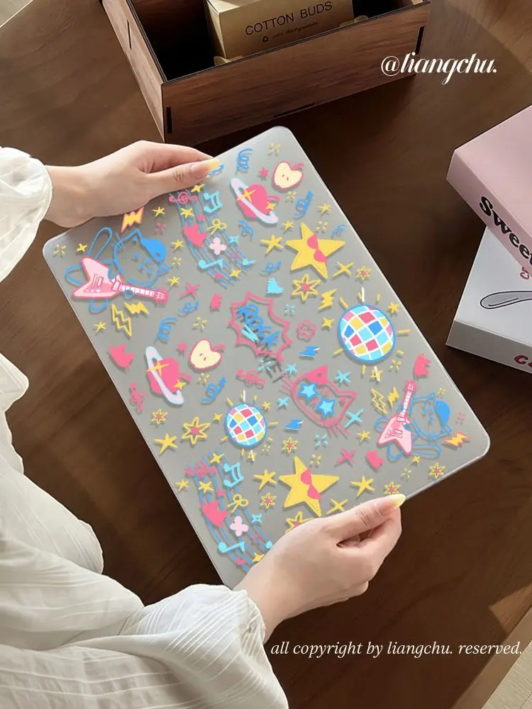 Simple Graffiti Case for Macbook Air 13 13.6 M4 M1 Pro 14 16 M4 Air 15 13 M3 M2 Cover A1369 A1466 Neo 2026 Anti-Scratc Shell