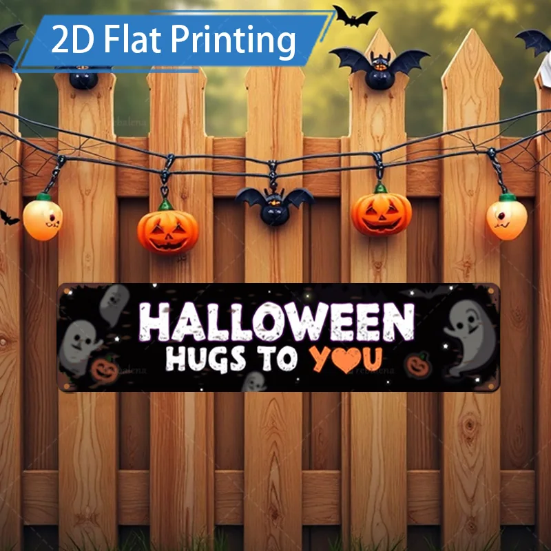 

1 шт. металлический знак, 4x16 дюймов, Хэллоуин, объятия вас - моторошные призраки и тыквы, металлический знак, декор