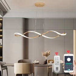 Lámpara de araña Led moderna, luz colgante para mesa de comedor, cocina, lámparas colgantes de techo, L100cm con control remoto