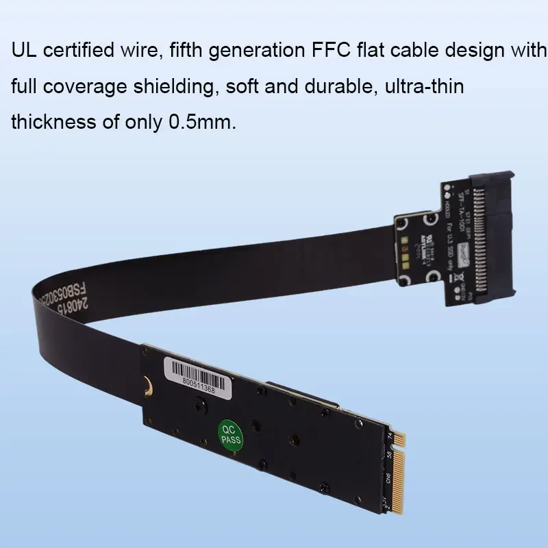 F47SD 5.0 M.2 NVMe to U.2/U.3/E1.S/E3.S SSD Adapter Extension Cable PCIe5.0 x4 Gen5 12V Power Supply Solid State Drive SSD Cable