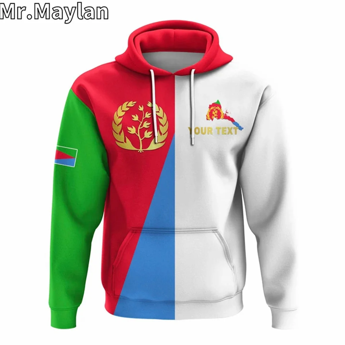 Africa Country ERITREA Flag And Olive Branches 3D Print Unisex Hoodie Men Streetwear Zip Pullover Casual Jacket Tracksuits K-709