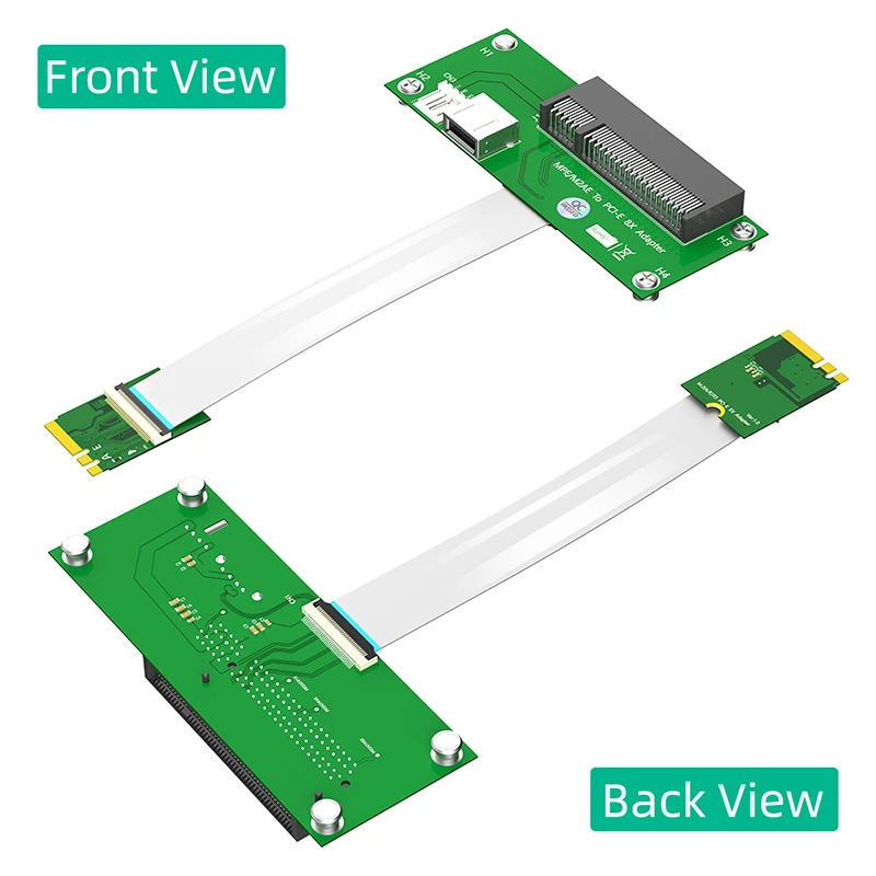 NGFF M.2 Key A/E to PCI Express X8 + USB2.0 Riser Card 4Pin Power with High Speed FPC Cable Magnetic Pad Horizontal Installation