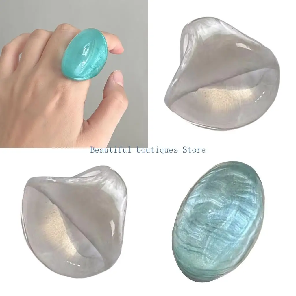 U4LF Iridescents Plastic Ring Smooth Glazed Interior Comfortable Design 18mm Size Multi Color Selection For Stylish Outfits